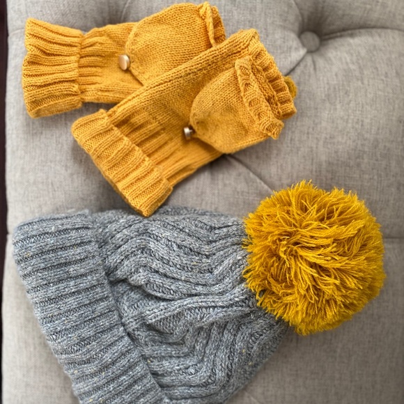 mustard hat and gloves